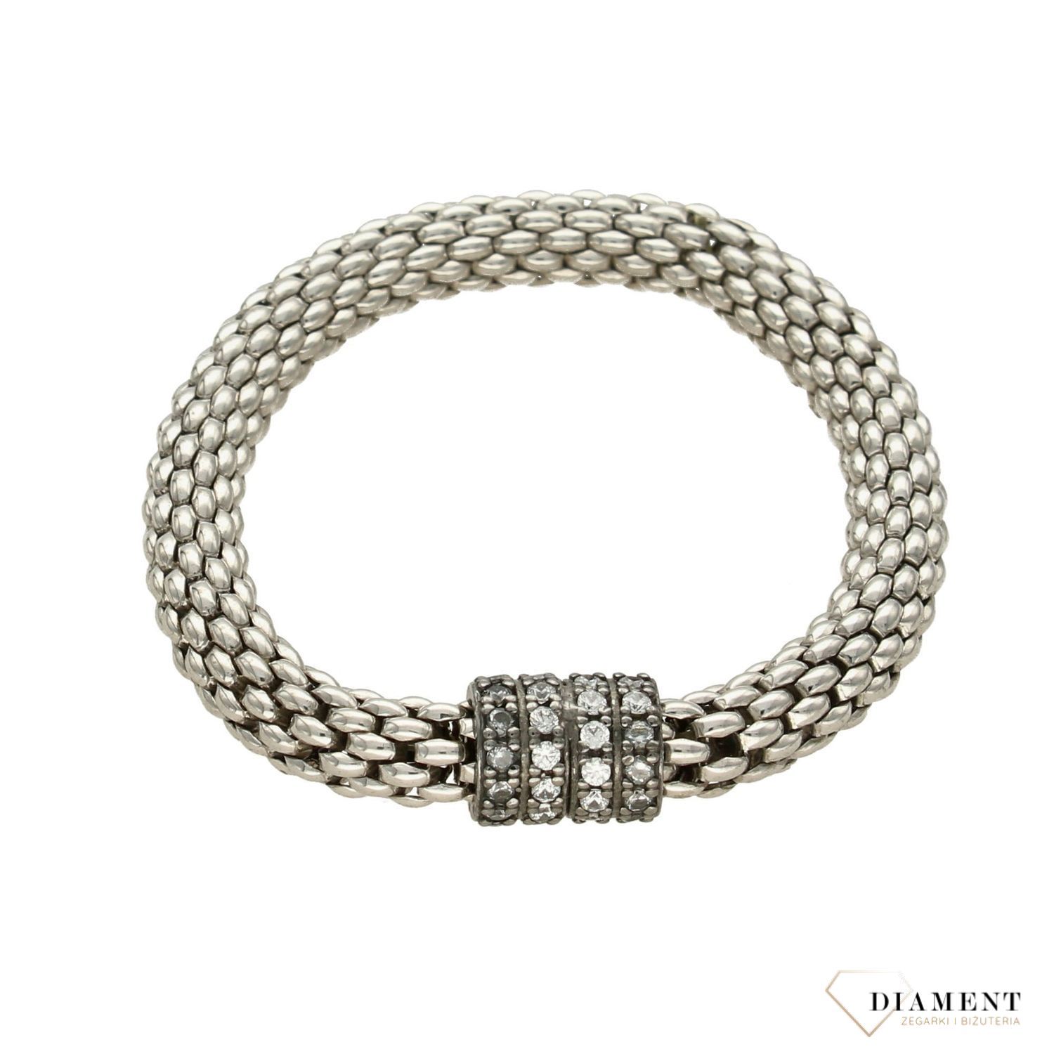 Srebrna bransoletka 925 Fope z cyrkonią Z1213 (1).jpg